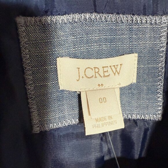 NWT J. Crew 100% Cotton Chambray Blazer Suit Jacket Coat Women's Size 00 Blue - Picture 2 of 10